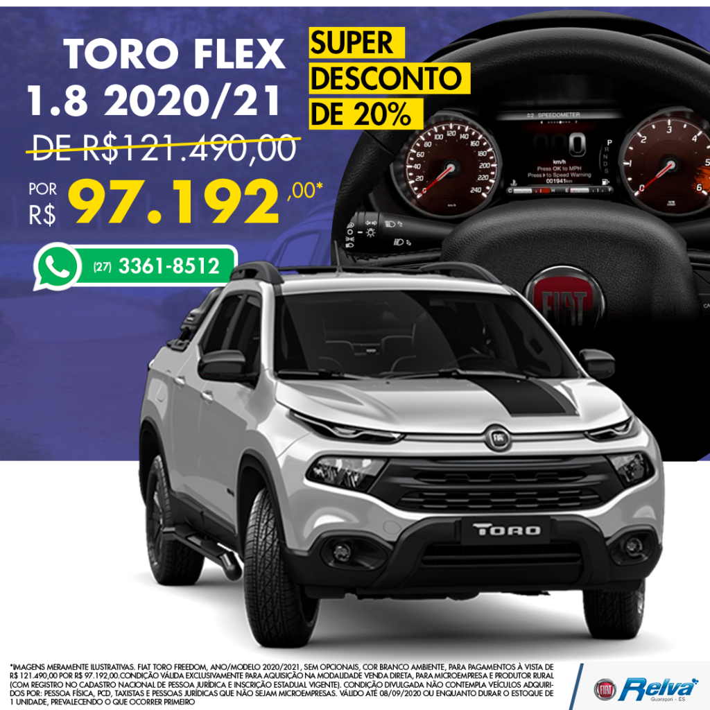 2020 08 10 toro flex 1 - Toro Flex com SUPER DESCONTO de 20%
