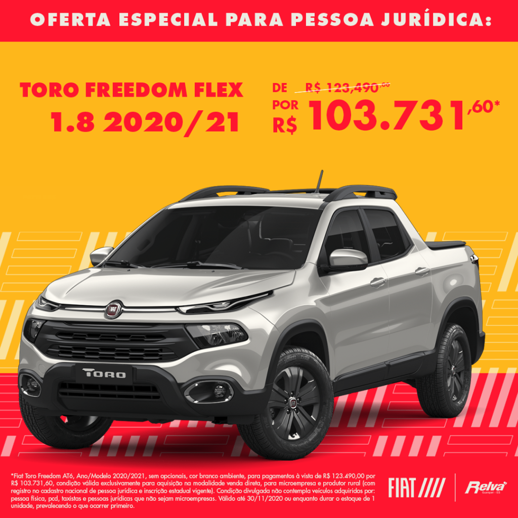 RELVA TORO FREEDOM Lead Ads - Oferta especial: Toro Freedom Flex 2020/21 por R$ 103.731,60*