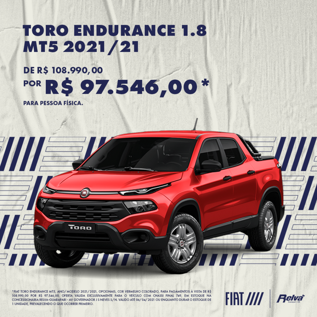 08 RELVA TORO ENDURANTE Lead Ads.png v3 - Toro Endurance 1.8 MT5 2021/21 por R$ 97.546,00*