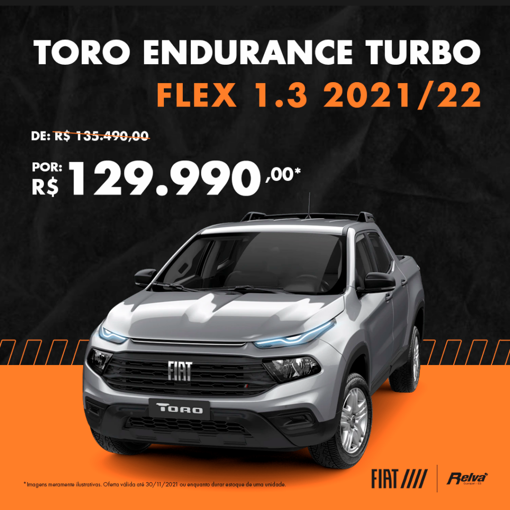 Relva Toro Endurance nov - Toro Endurance Turbo Flex 1.3 2021/22 por R$ 129.990,00*