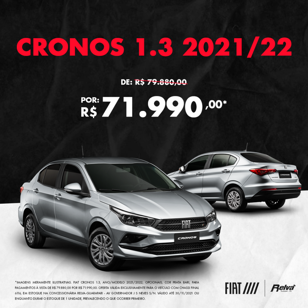 Relva Cronos 1.3 - Cronos 1.3 2021/22 por R$ 71.990,00*