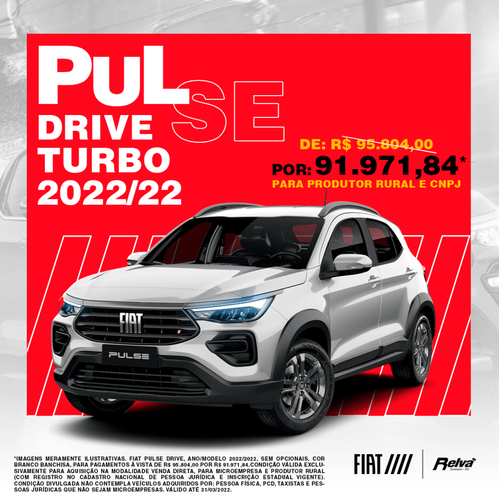 Pulse Drive 1 - Pulse Drive Turbo 2022/22 por R$ 91.971,81* para Produtor Rural e CNPJ