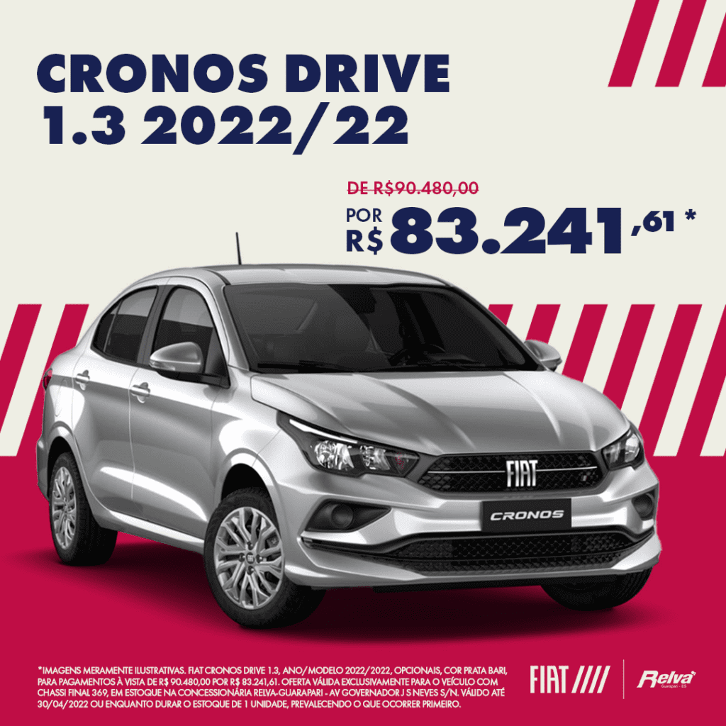 Relva CronosDrive1.3 - Cronos Drive 1.3 2022/22 por R$ 83.241,61*