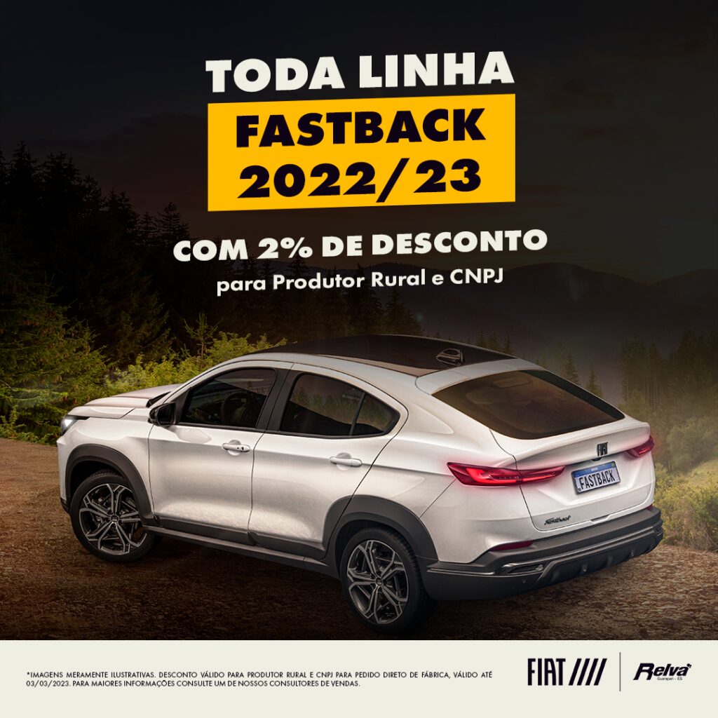 Relva Fastback1 - Toda linha Fastback 2022/23 com 2% de desconto para Produtor Rural e CNPJ