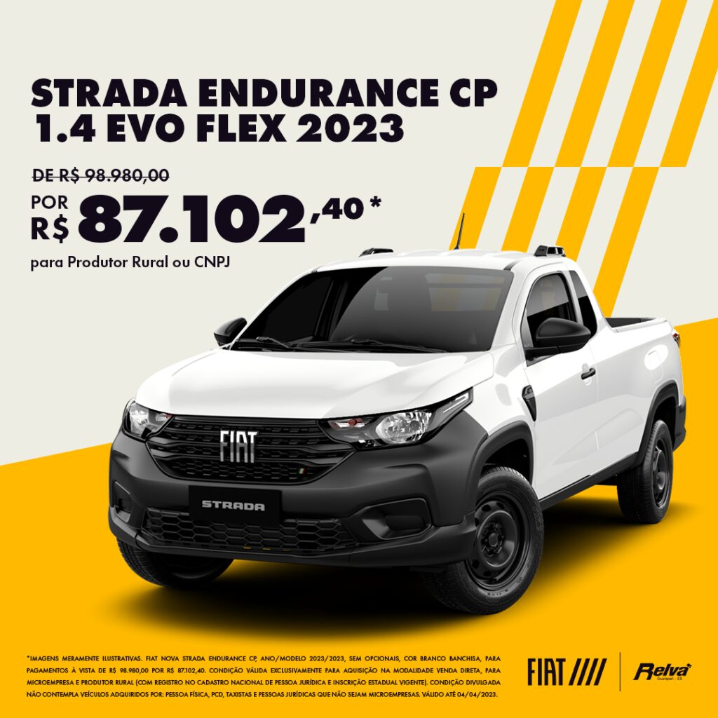 Relva Strada Endurance CP v2 - Strada Endurance CP 1.4 Evo Flex 2023 de R$ 98.980,00 por R$ 87.102,40*