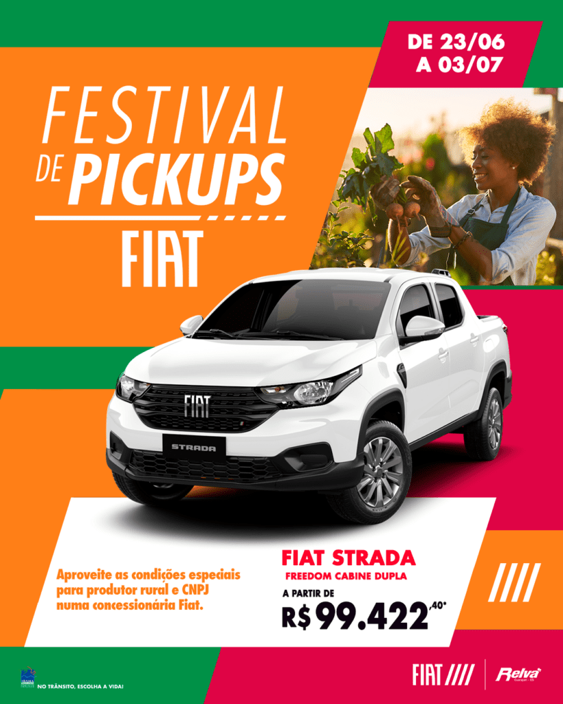 Relva Festival Pickups Strada Freedom CD - Festival de Pickups Fiat: Strada Freedom Cabine Dupla a partir de R$ 99.422,40*