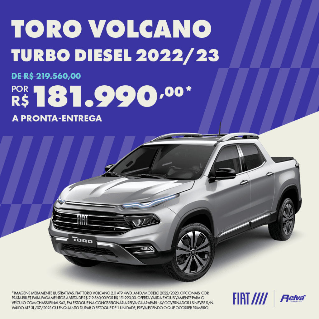 Relva Toro Volcano Turbo Diesel PrataBillet 2 - Toro Volcano Turbo Diesel 2022/23 por R$ 181.990,00*