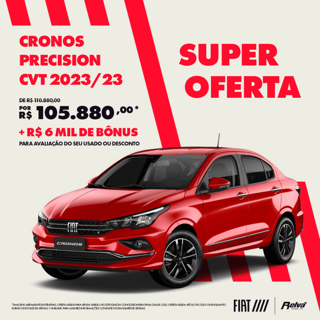 Relva Cronos Precision CVT 1 - Cronos Precision CVT 2023/23 de R$ 110.880,00 por R$ 105.880,00*