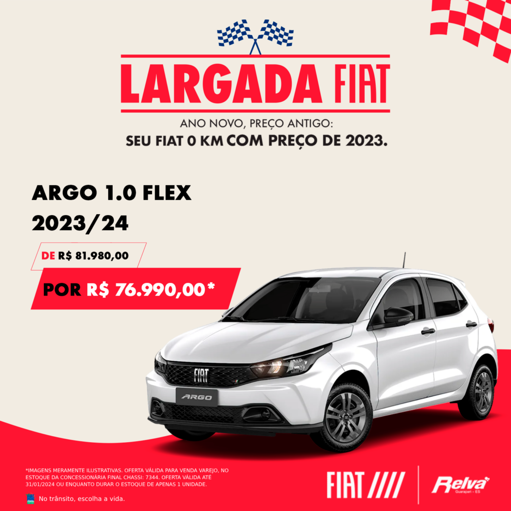 Relva Largada Fiat Argo 1 - Largada Fiat: Argo Drive 1.0 Flex 2023/24 por R$ 76.990,00*