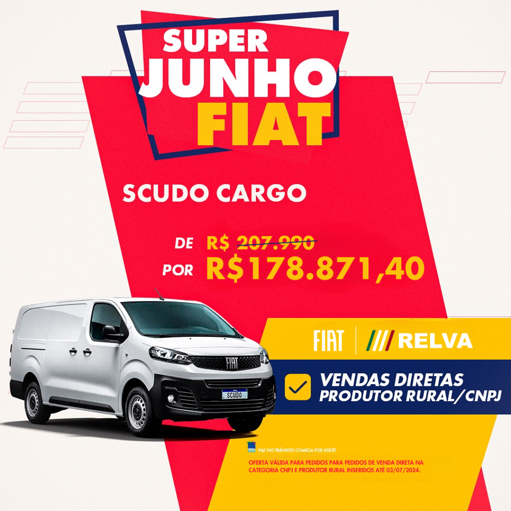 SCUDO CARGO - SUPER JUNHO FIAT: Scudo Cargo por R$ 178.871,40*