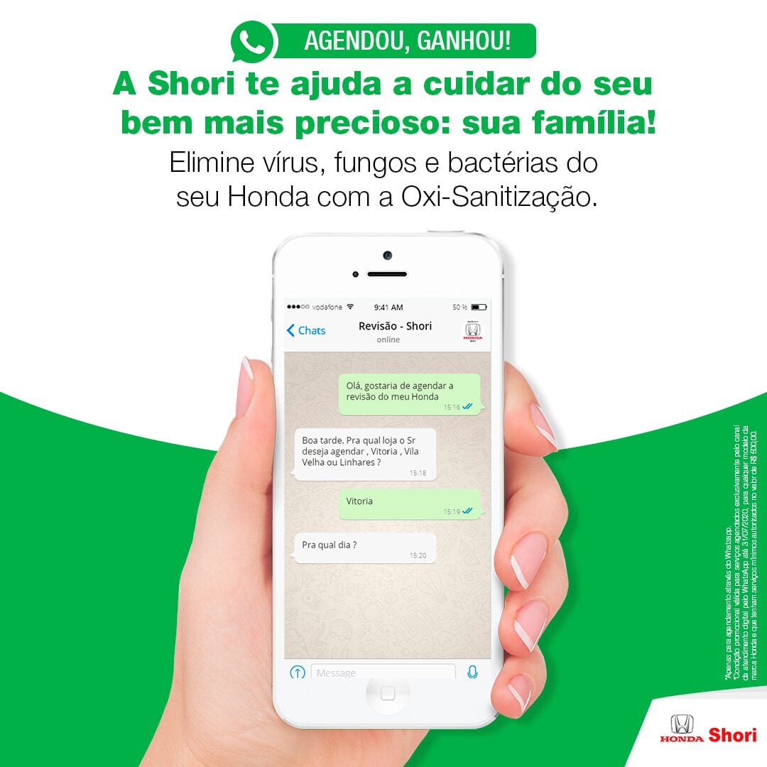 Agendou, ganhou: 1 Oxi-Sanitização para seu Honda - Honda Shori