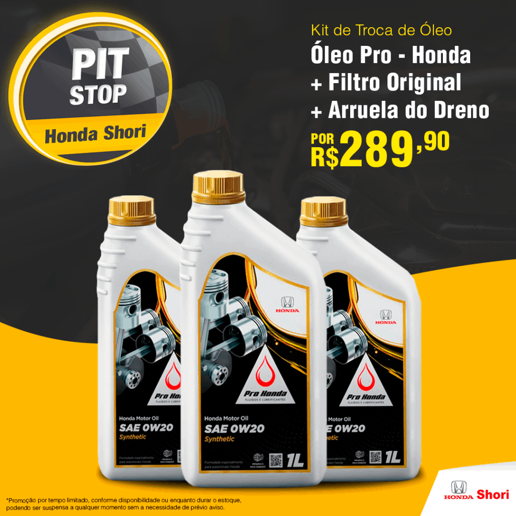 Pit Stop Shori: Kit de troca de óleo por apenas R$ 289,90*