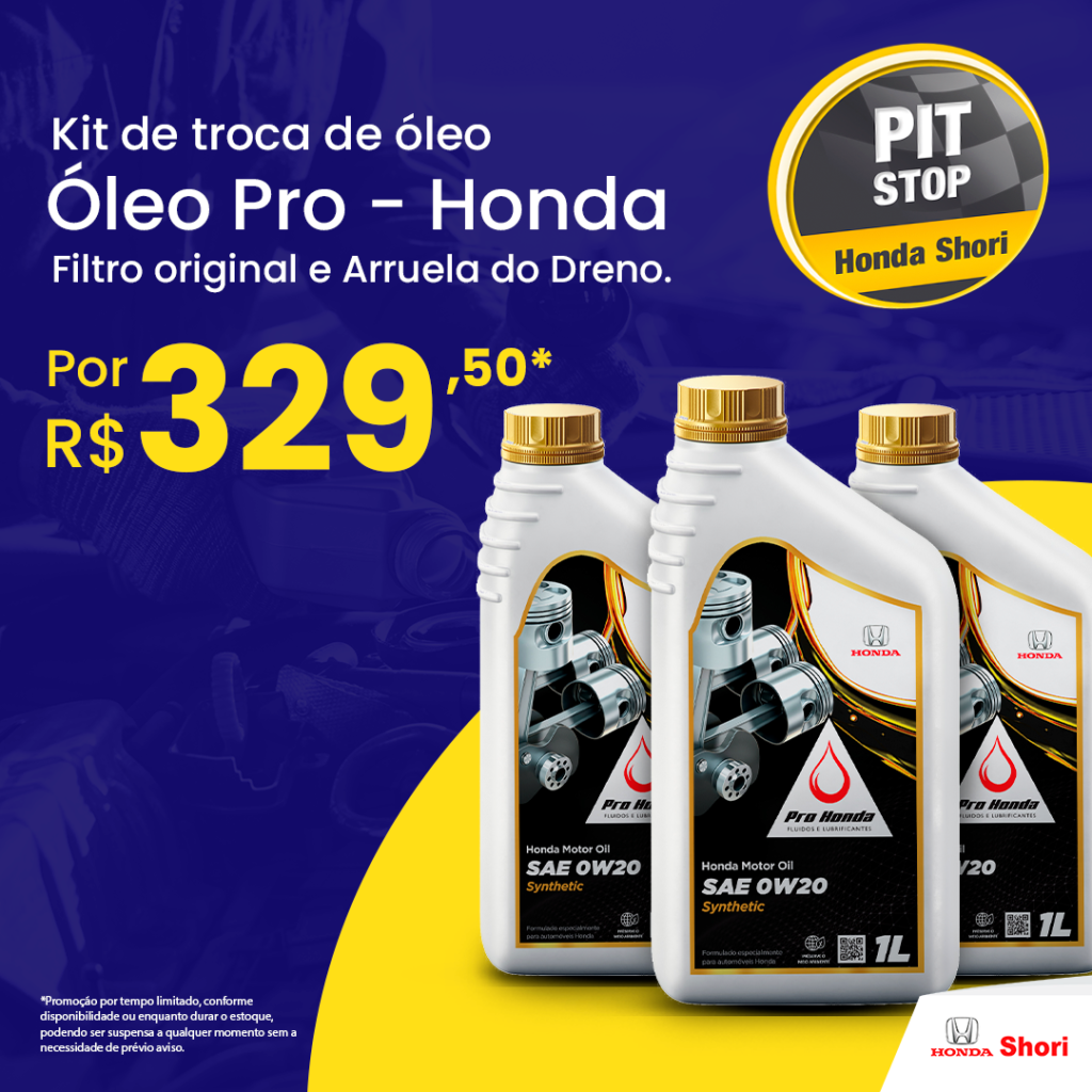 Kit Troca de Óleo Pro-Honda por R$ 329,50*