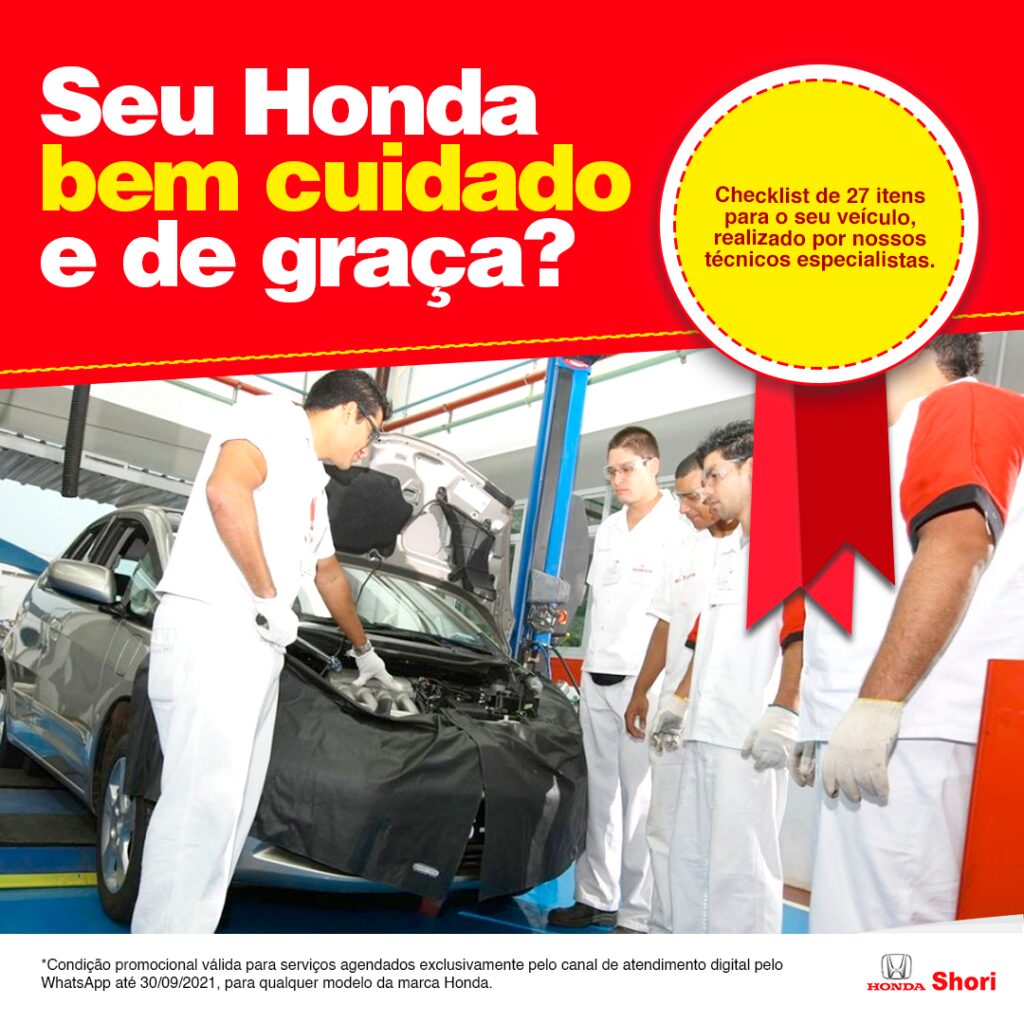 Checklist 27 itens: Seu Honda bem cuidado de graça