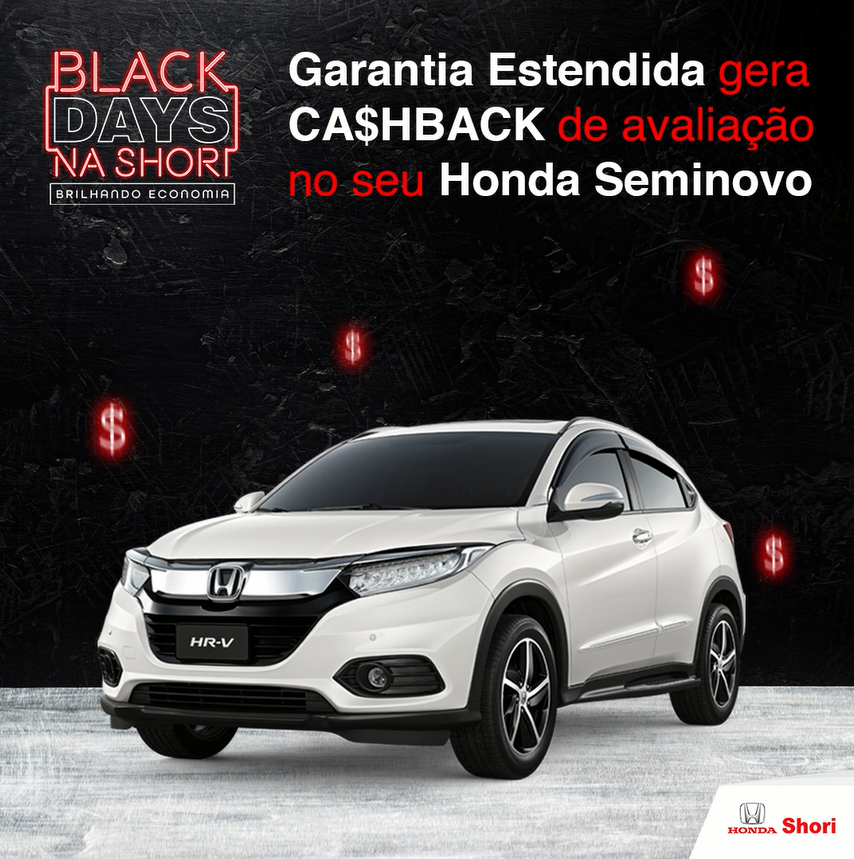 Garantia Estendida gera CASHBACK de avaliação no seu Honda Seminovo