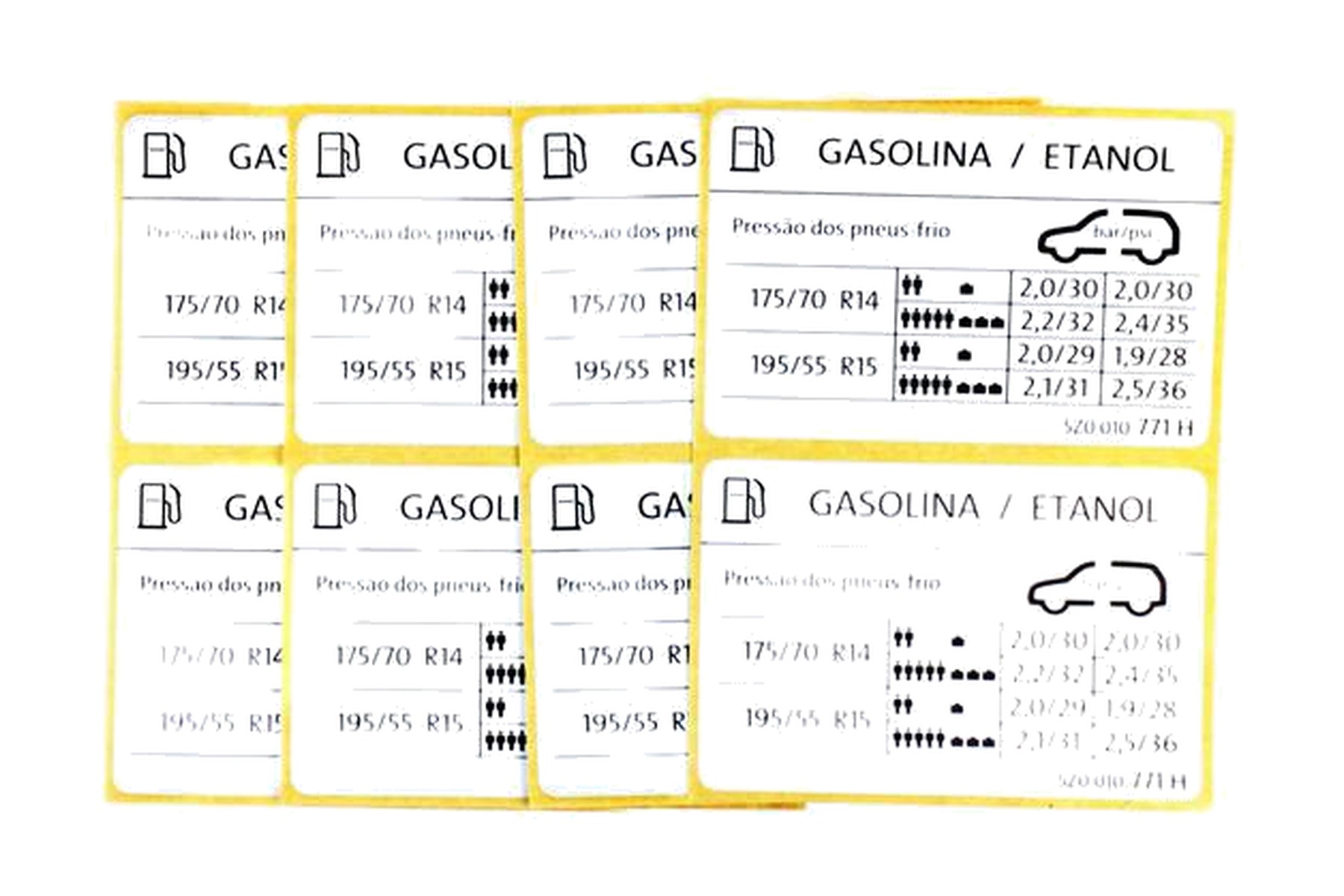 Etiqueta de Pressão de Calibragem de Pneus VW 5Z0010771H - Imagem 2