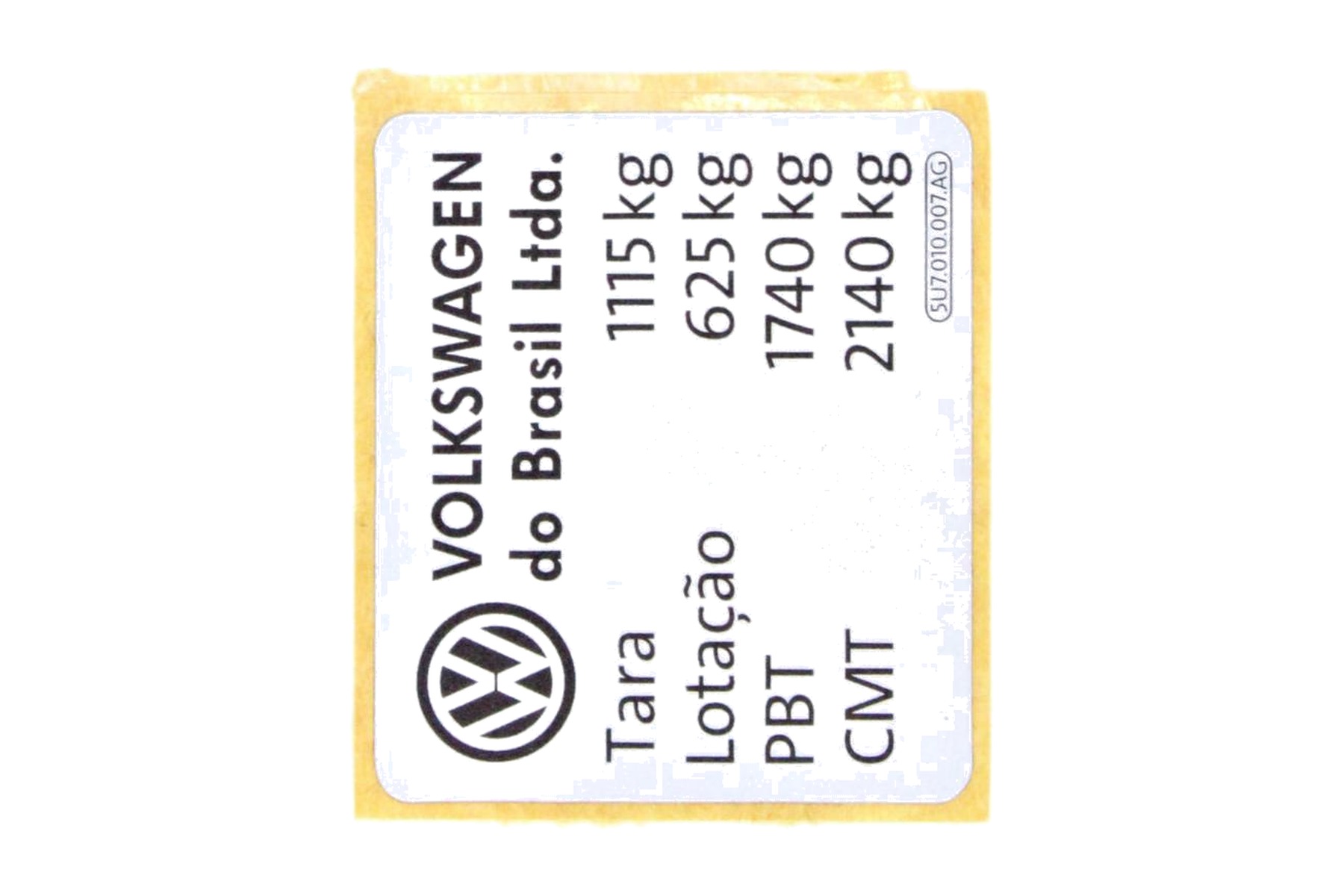 Etiqueta de Aviso VW 5U7010007AG - Imagem 2