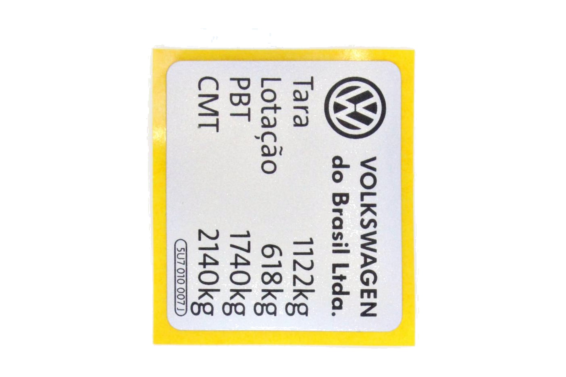 Etiqueta de Aviso VW 5U7010007J - Imagem 2