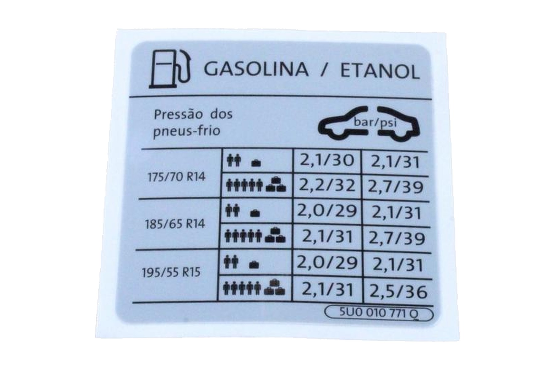 Etiqueta VW 5U0010771Q