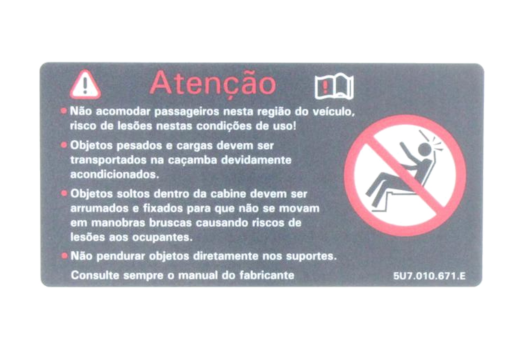 Etiqueta de Aviso VW 5U7010671E