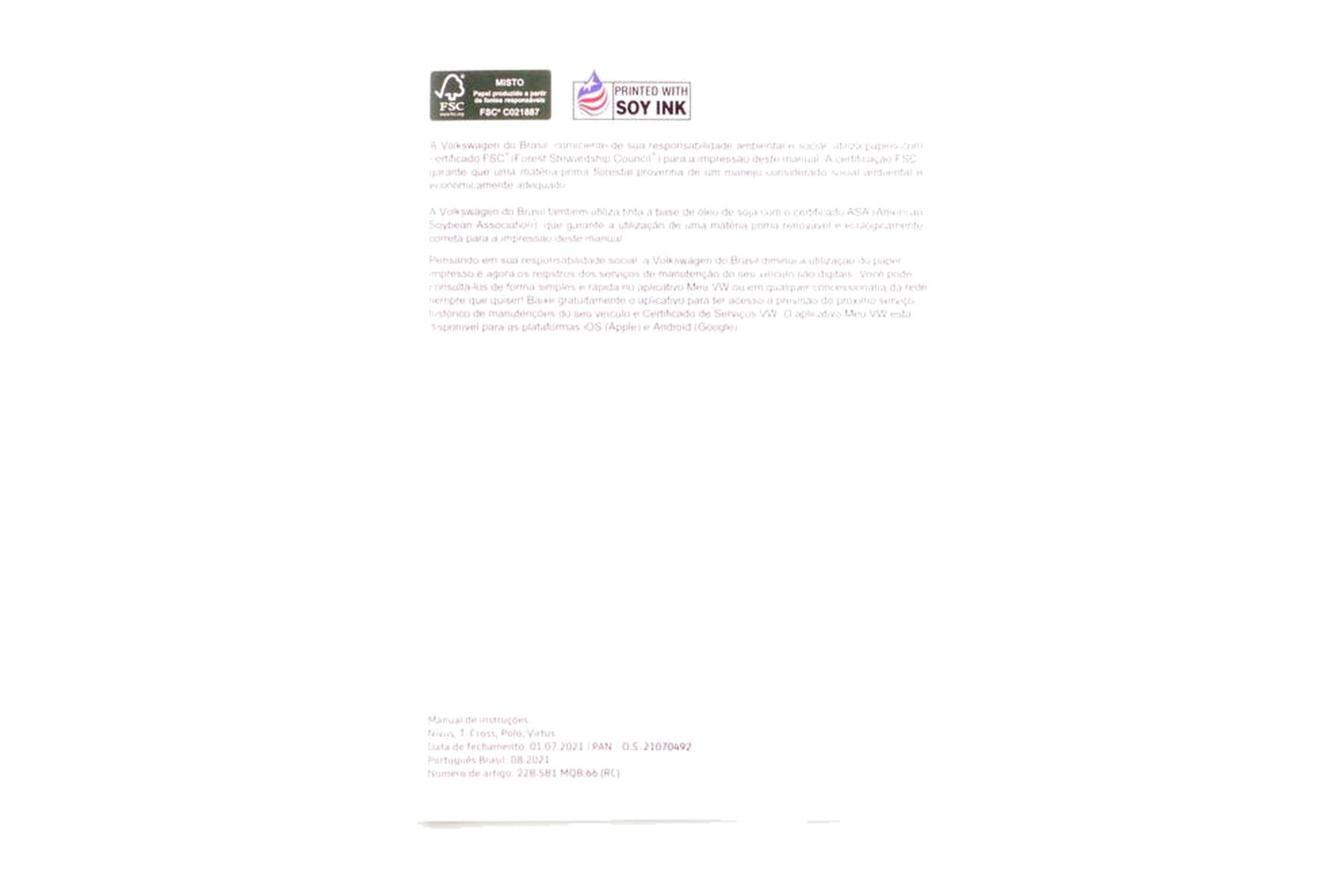 Literatura de Bordo VW 6EA012766AJ - Imagem 3