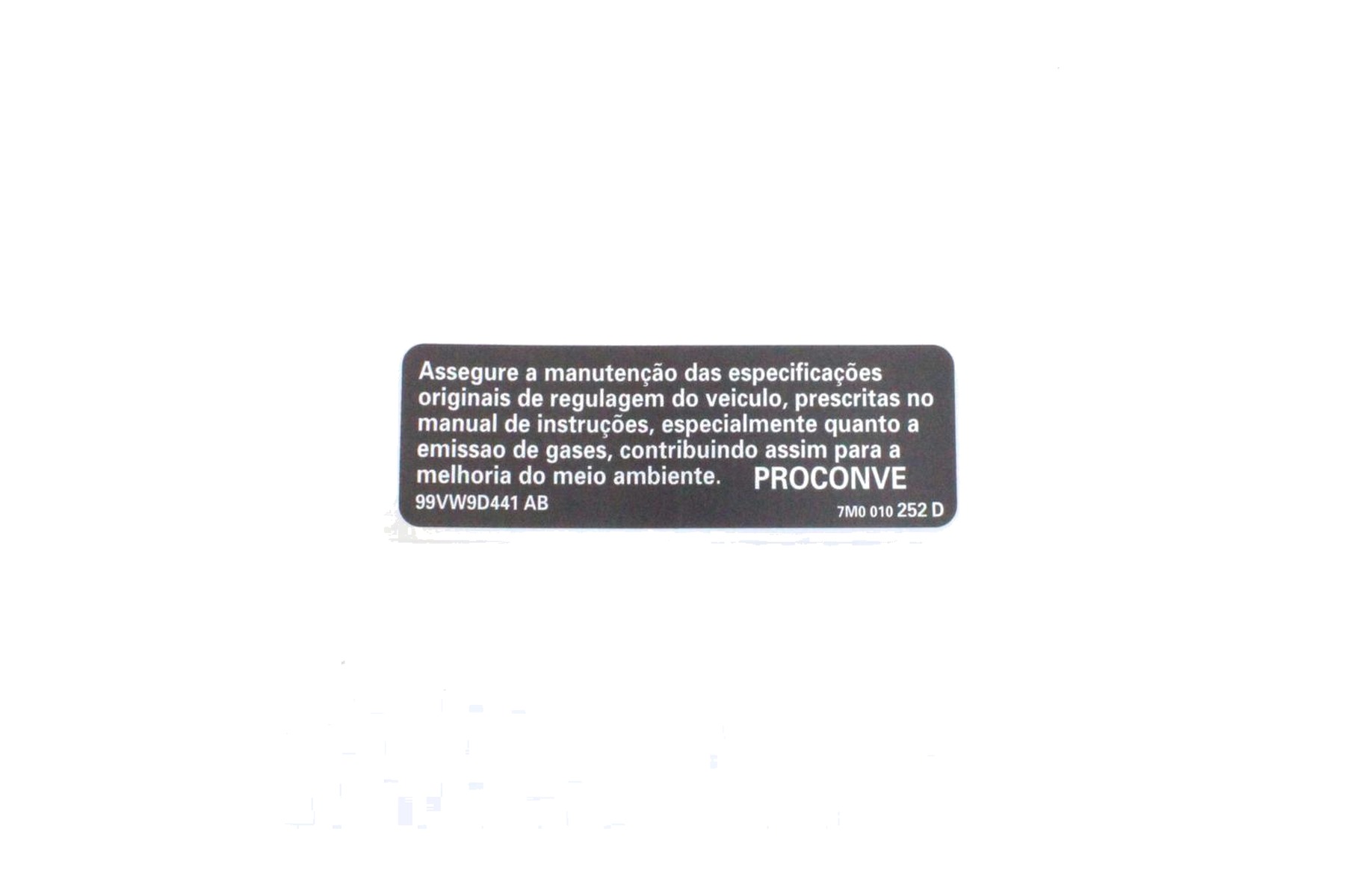 Etiqueta de Identificação VW 7M0010252D